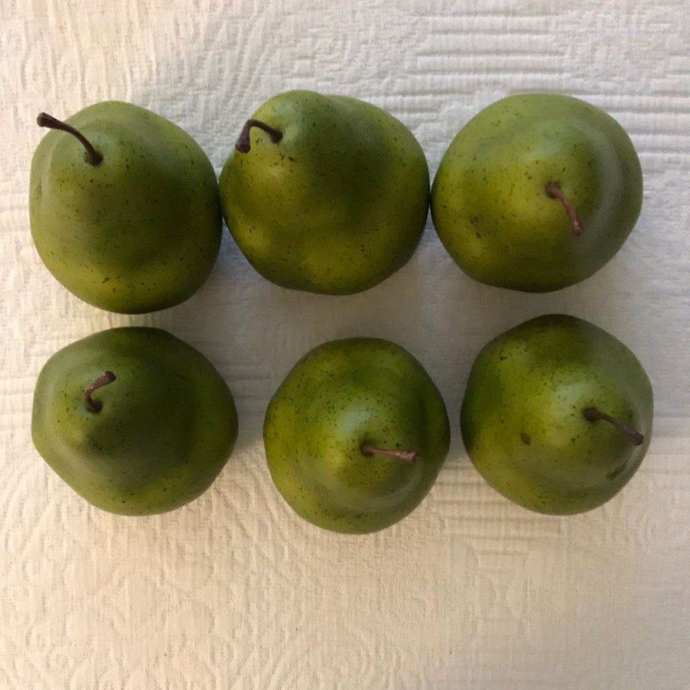 Set of Six Green Faux Pears Fruit
